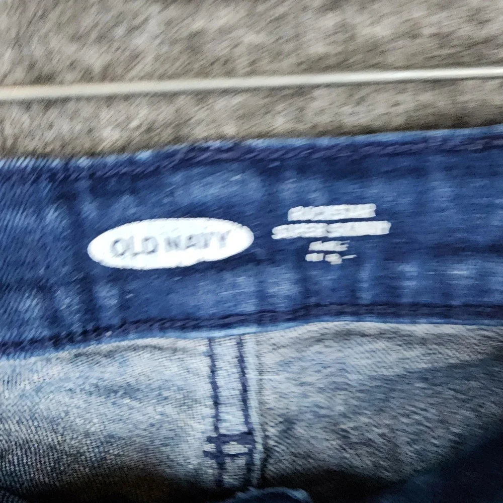 Old Navy Rockstar Super Skinny Jeans Womens 10 Blue Dark Wash Raw Hem Stretch